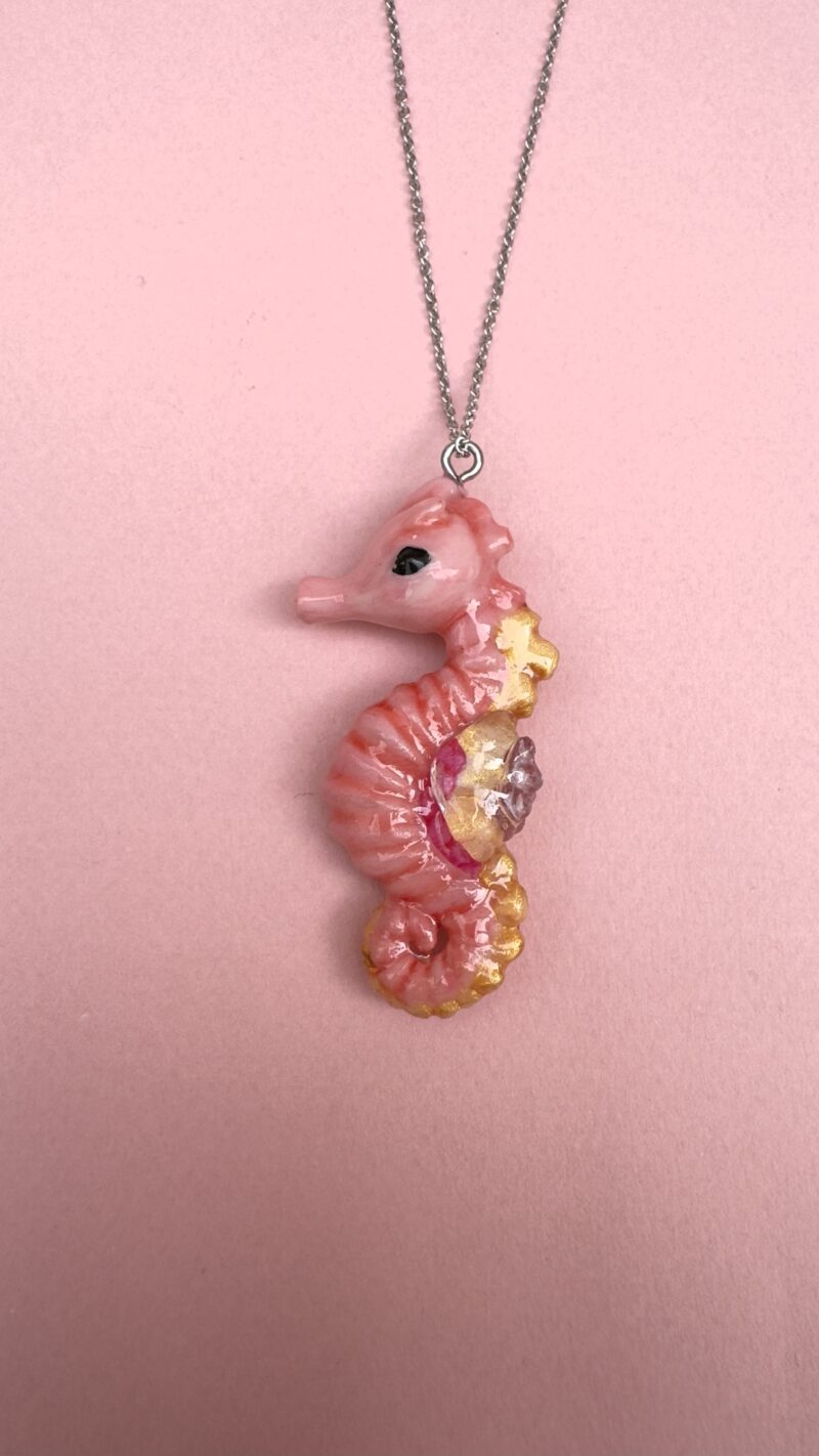 Colgante caballito de mar rosa
