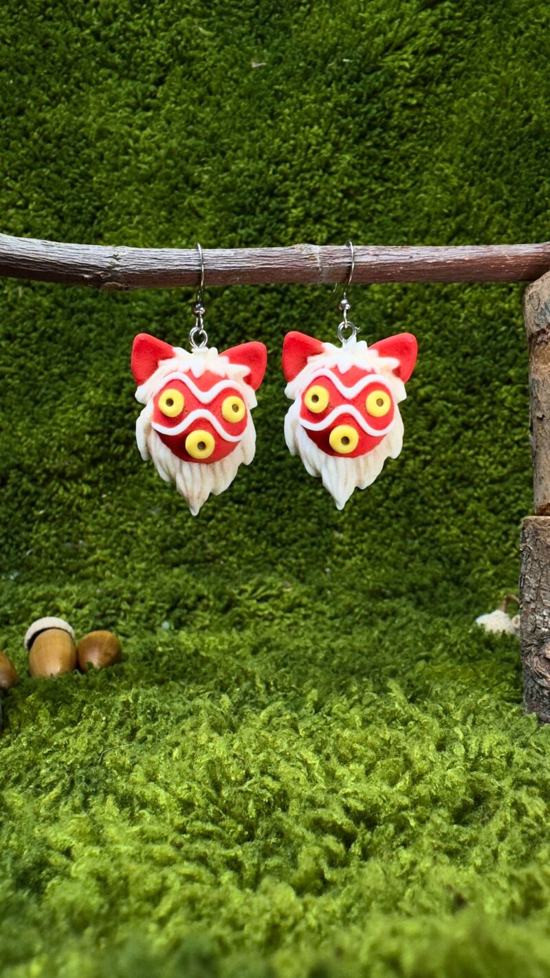 Pendientes máscara Mononoke acabado mate