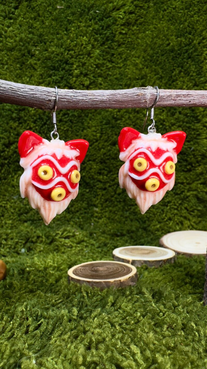 Pendientes máscara mononoke acabado brillante